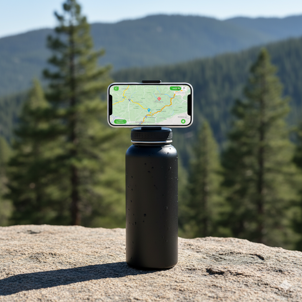 Stainless Steel 304 Double-Layer Insulated Bottle with Phone Holder & Magnetic Suction Cover